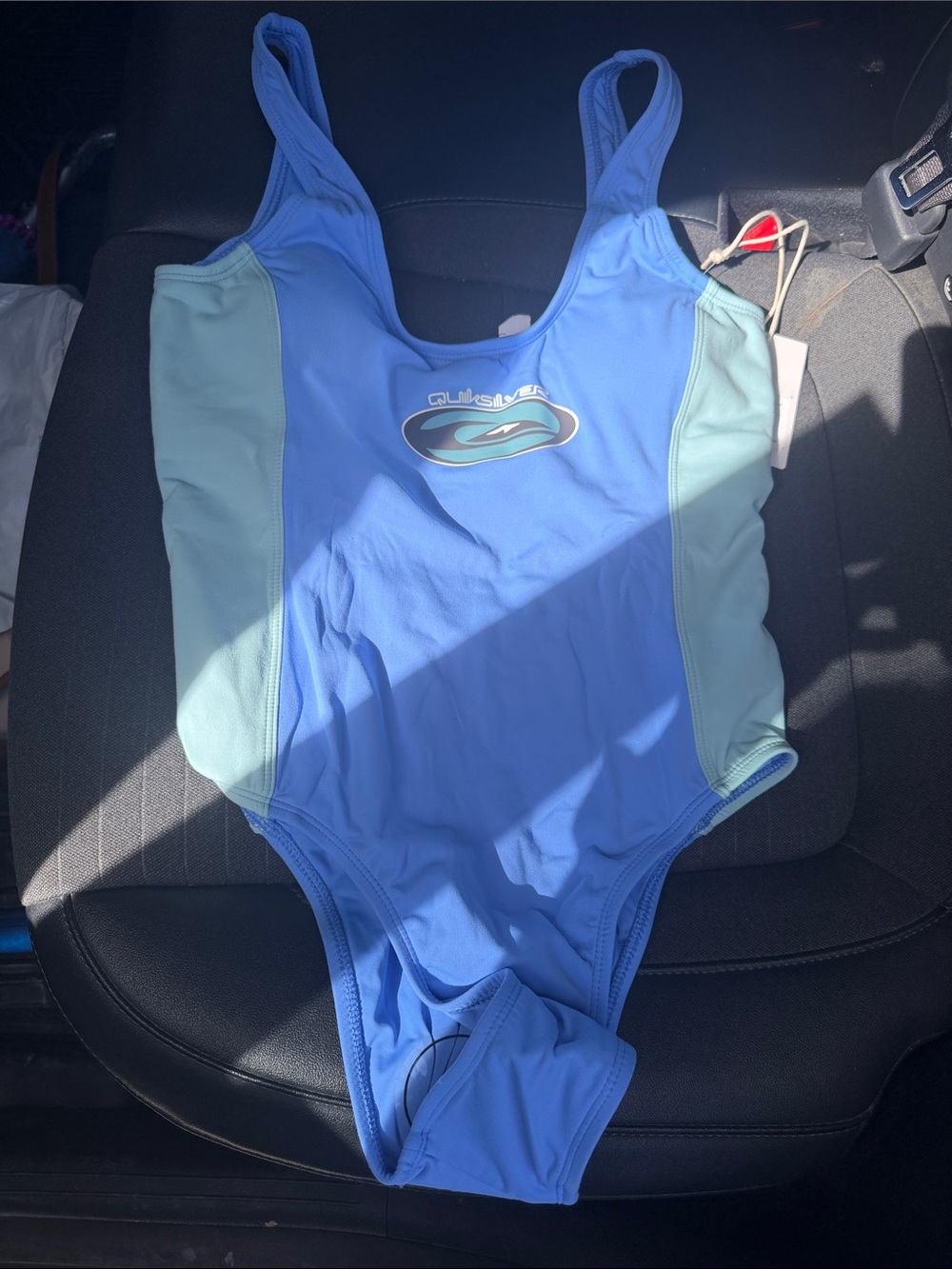Quiksilver Light Blue One-Piece Swimsuit with Mint Side Panels